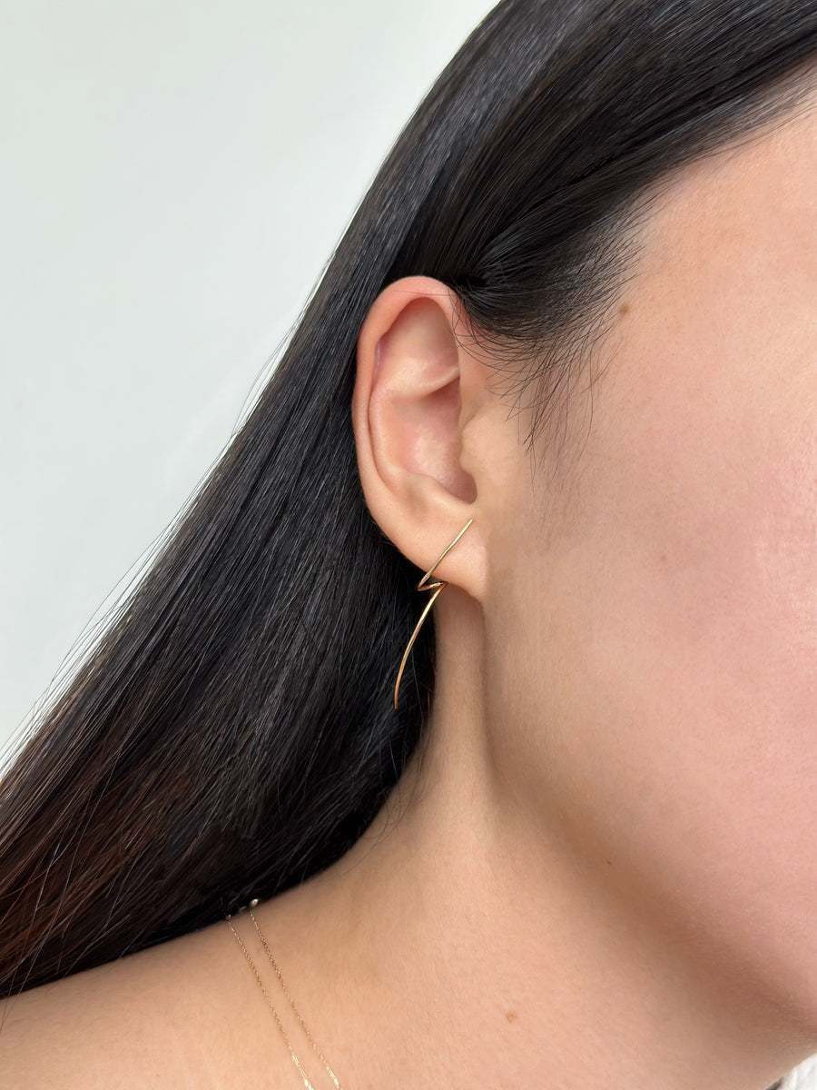 Swirl Crescent Gold Earring