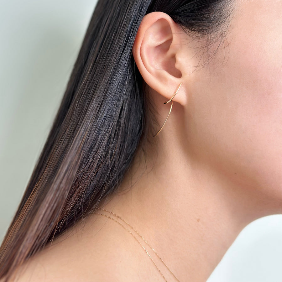 Swirl Crescent Gold Earring