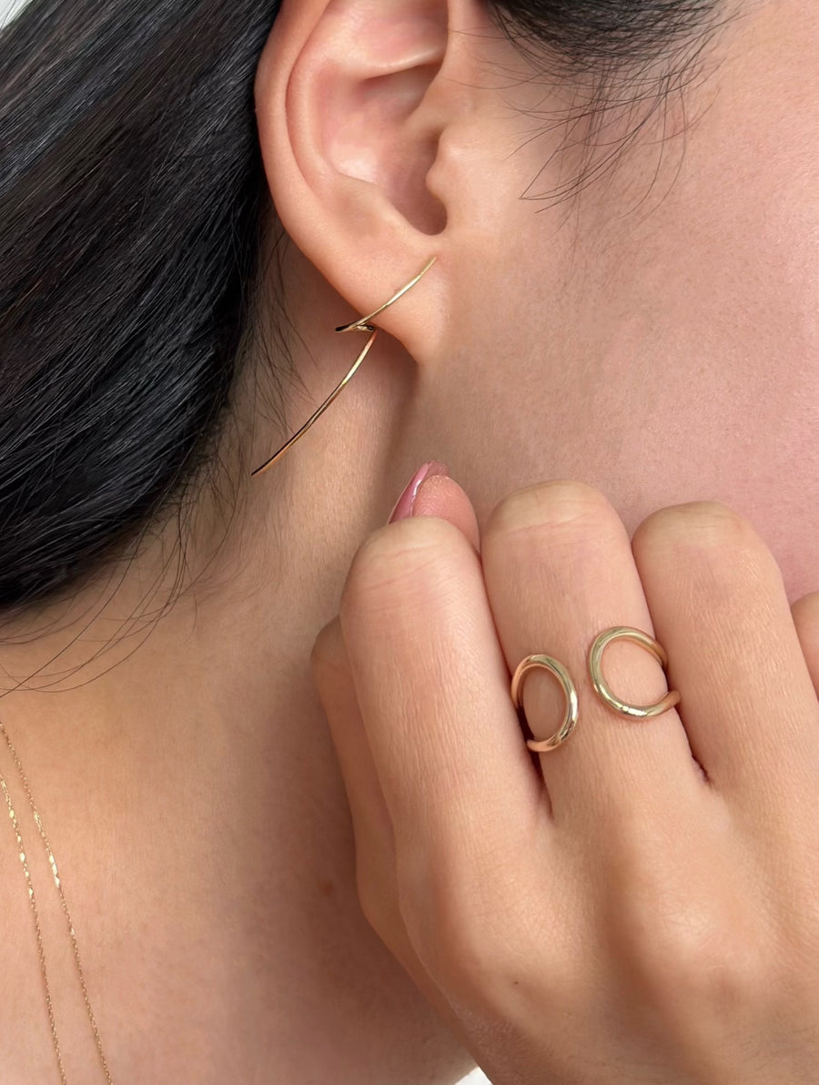 Swirl Crescent Gold Earring