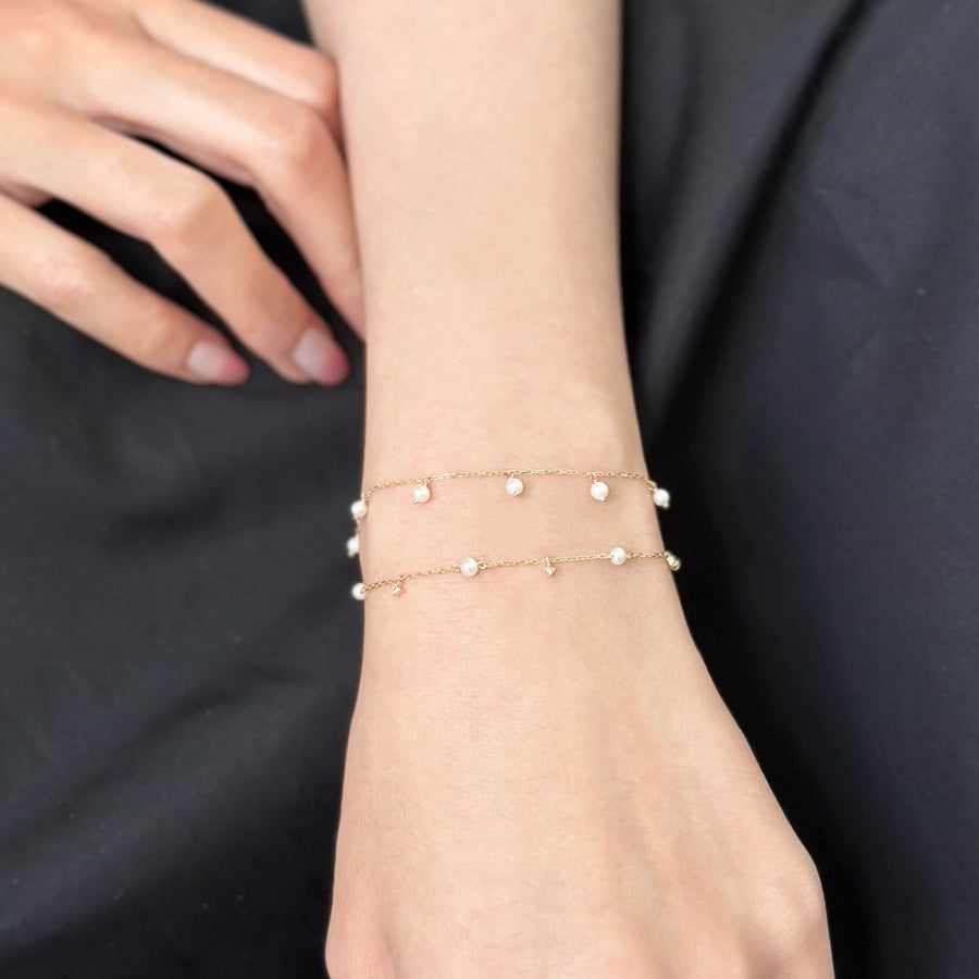 Spangle Diamond & Pearl Bracelet