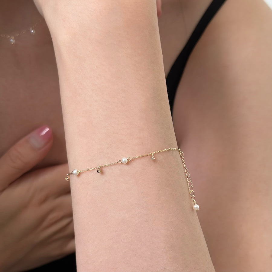 Spangle Diamond & Pearl Bracelet
