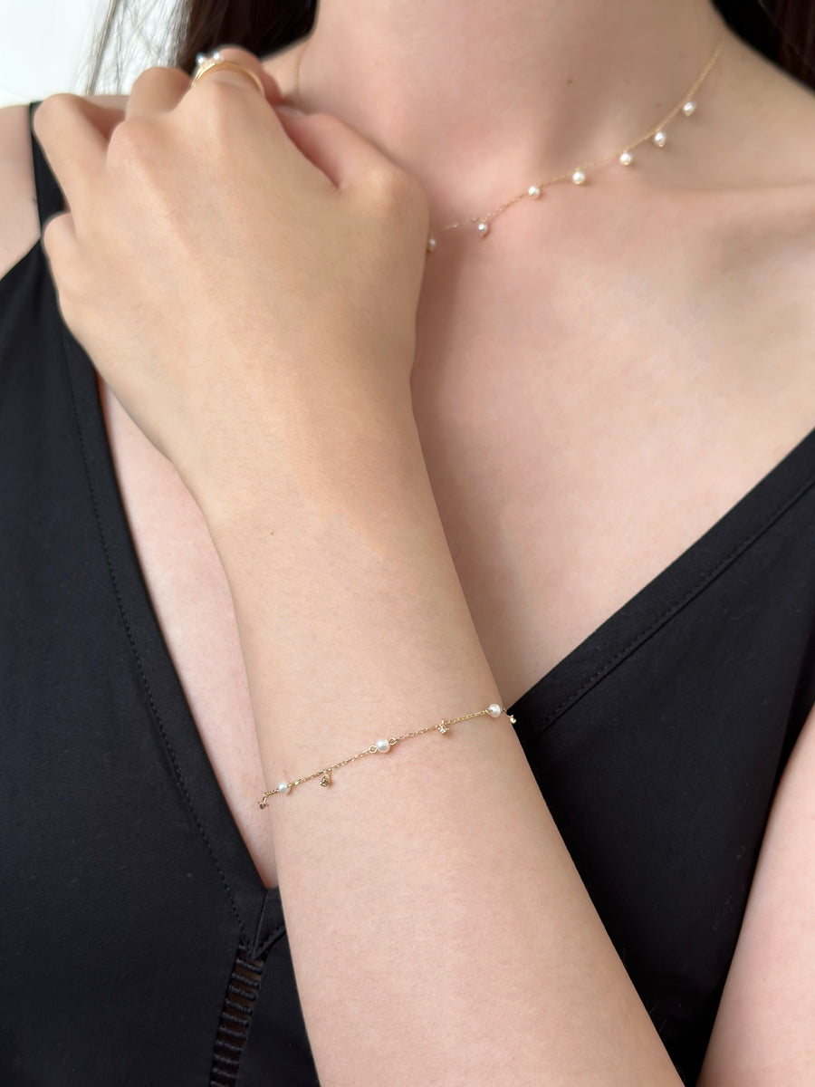 Spangle Diamond & Pearl Bracelet