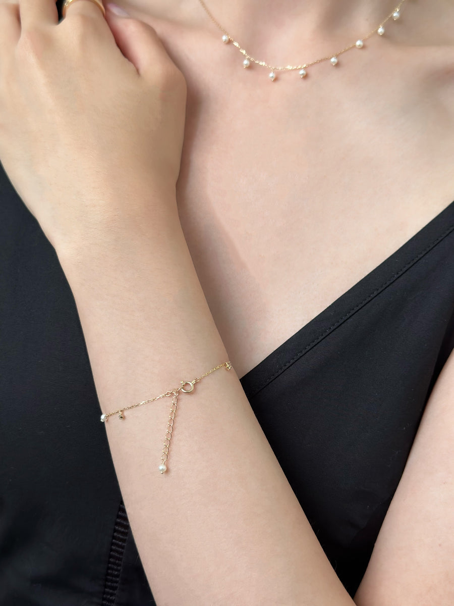 Spangle Diamond & Pearl Bracelet