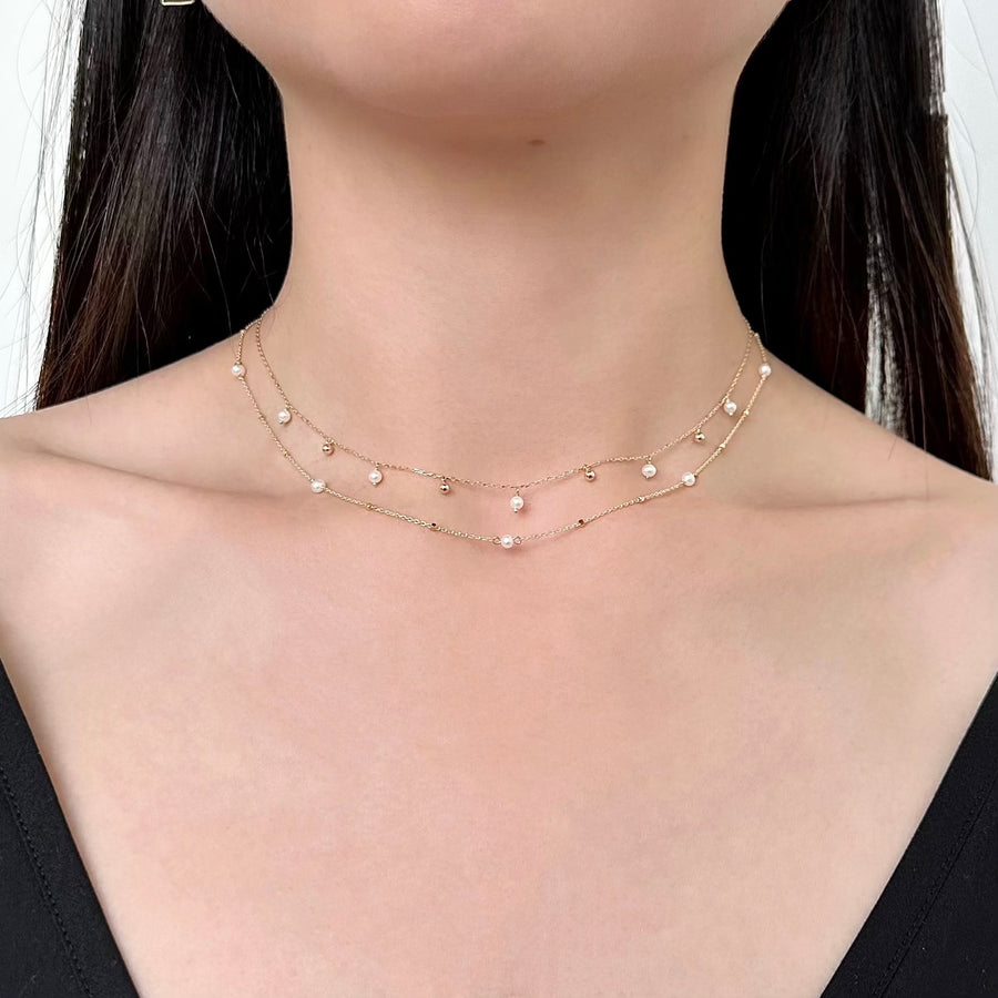 Pearly Gold Station Necklace