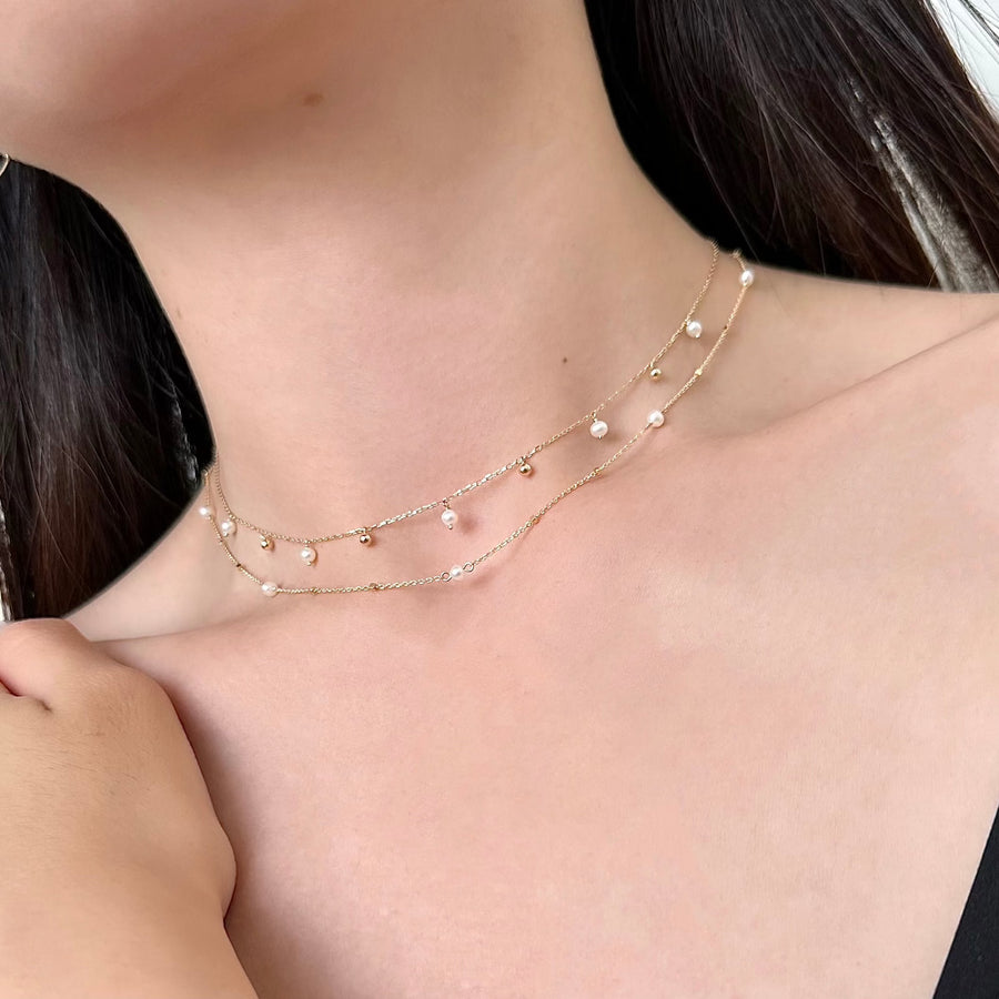Pearly Gold Station Necklace