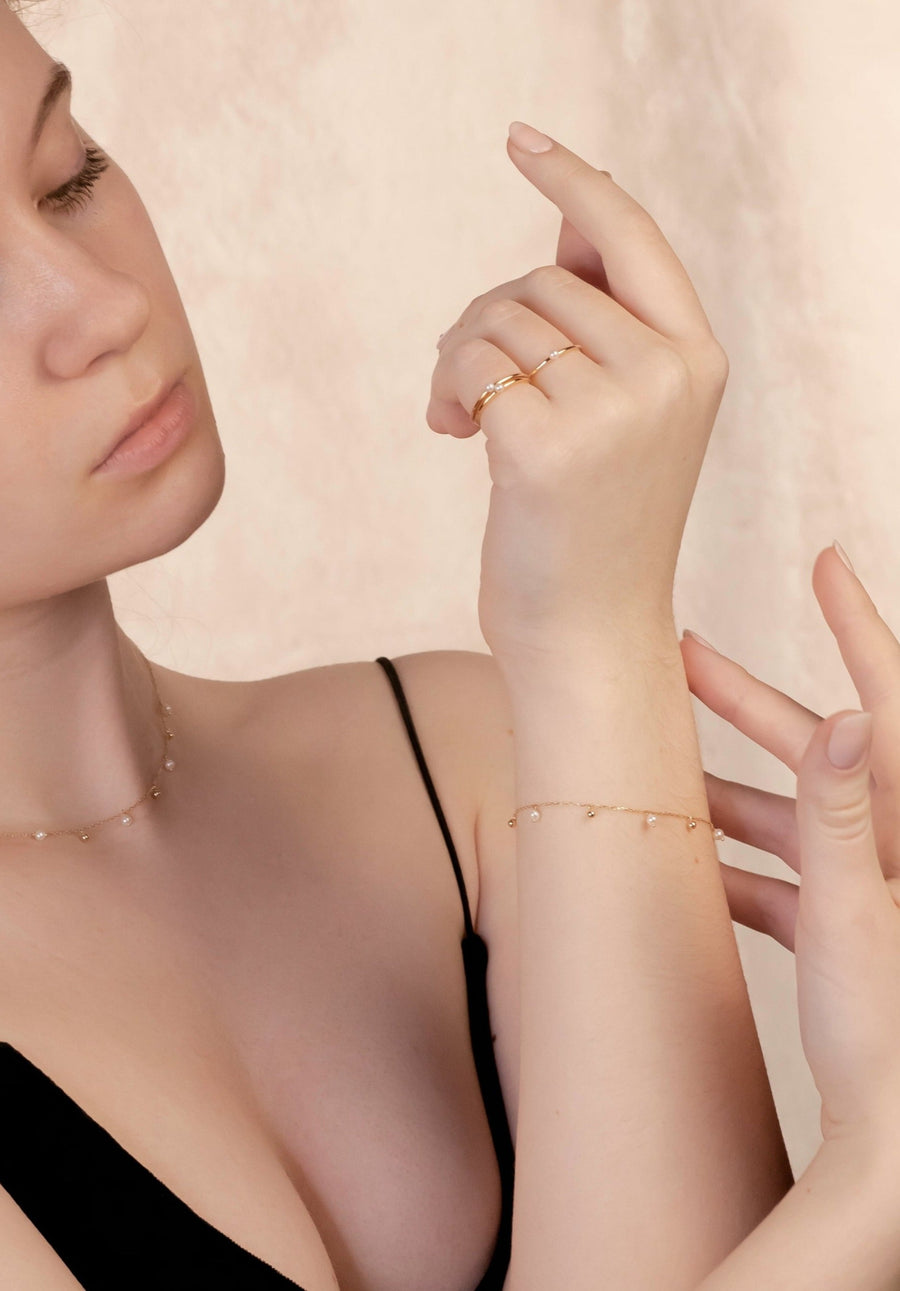 Pearly Gold Station Bracelet