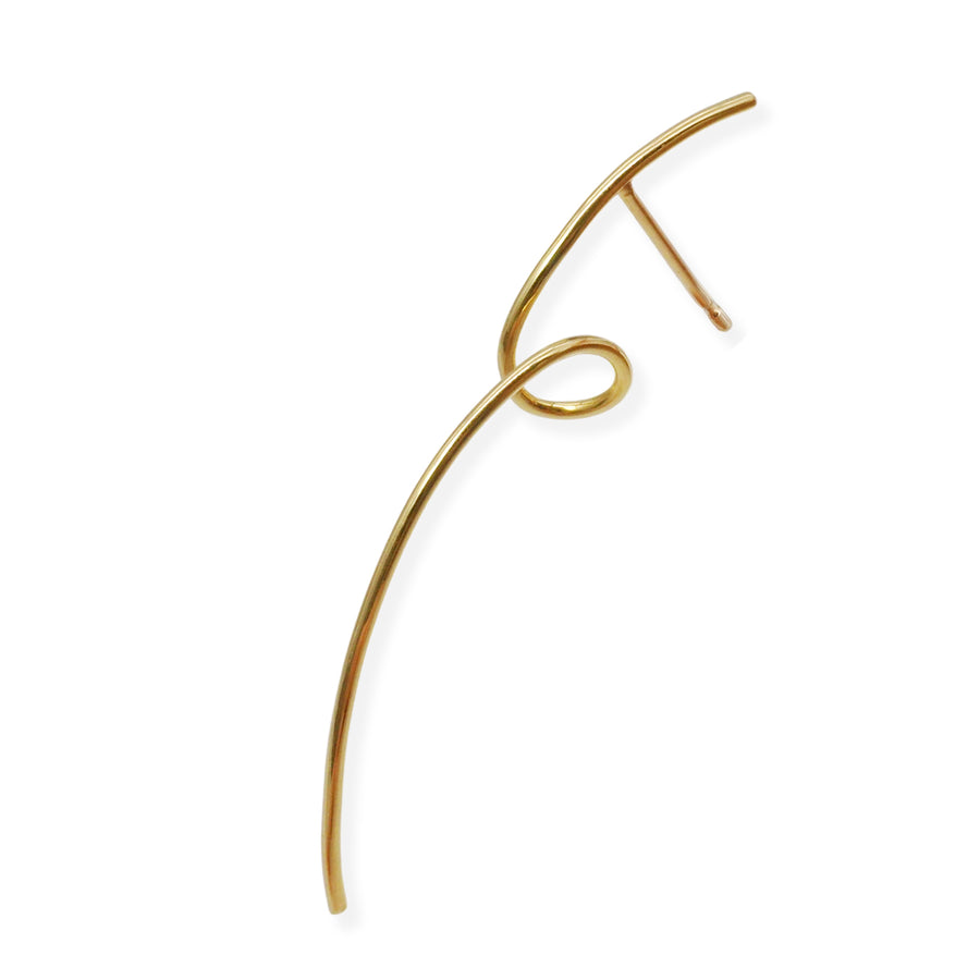 Swirl Crescent Gold Earring