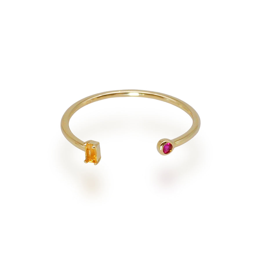 Birthstone Open Baguette Ring
