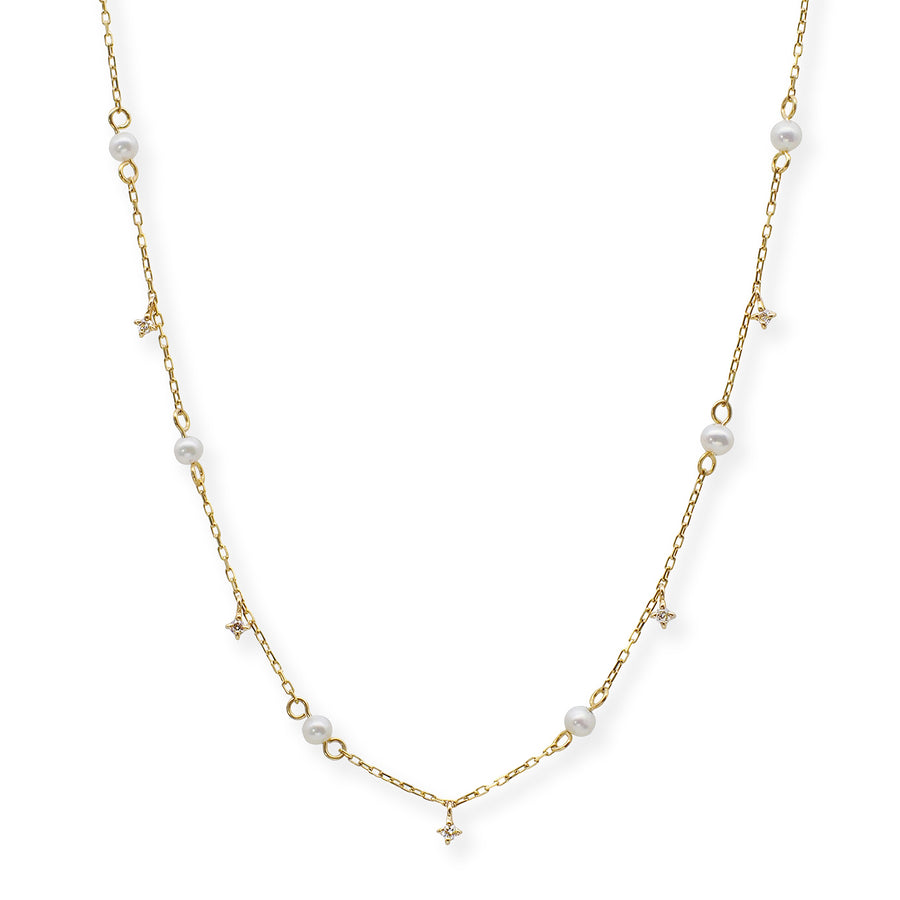 Spangle Diamond & Pearl Necklace