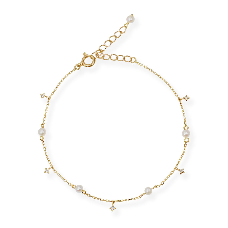 Spangle Diamond & Pearl Bracelet
